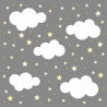 140 Wandtattoo Wolken, Sterne und Punkte Set gelb weiß 87 Stück