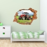 047 Wandtattoo Traktor - Loch in der Wand