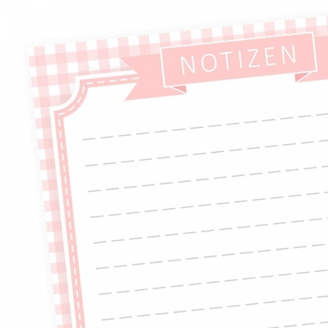 A5 Notizblock Karo Vichy rosa kariert - 50 Blatt