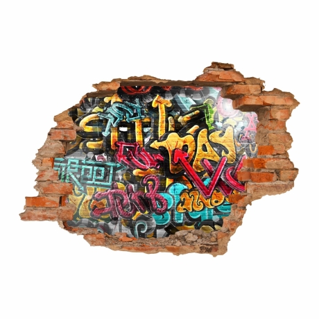 149 Wandtattoo Graffiti bunt Loch in der Wand Kinder-Jugendzimmer