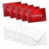 5 Klapp-Einladungskarten Rot Glitzer inkl. 5 weiße Briefumschl.