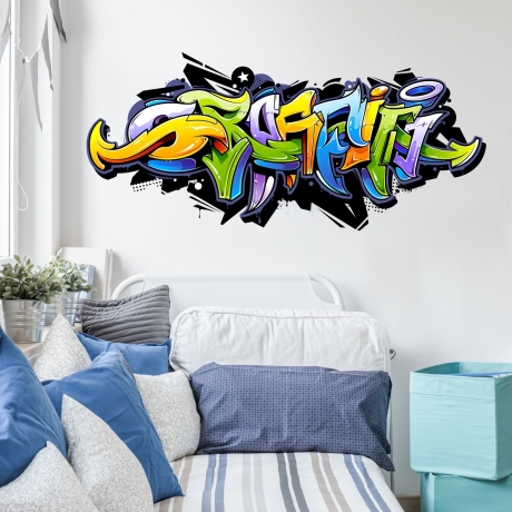 158 Wandtattoo Graffiti bunt Wanddeko Jugendzimmer Teenager