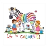 041 Kinderzimmer Bild Zebra bunt Poster 30 x 30 cm