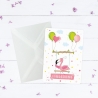 10 Einladungskarten Flamingo GLITZER inkl. 10 transp Briefumschl.