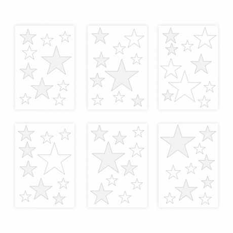 129 Wandtattoo Sterne-Set weiß grau 60 Stück Sternenhimmel