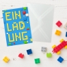 10 Einladungskarten Bauklötzel inkl. 10 transp. Briefumschl.