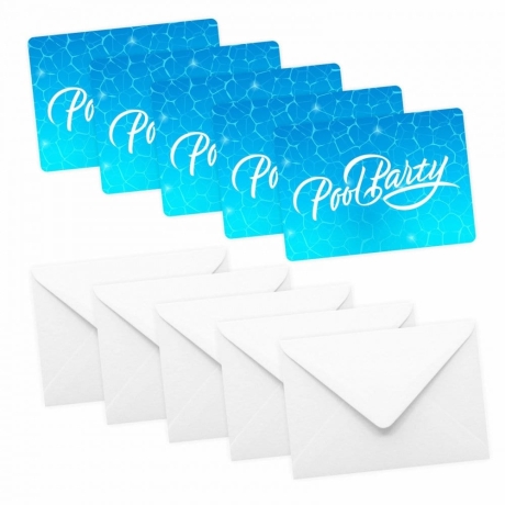 10 Einladungskarten Pool Party GLITZER inkl. 10 Briefumschlägen