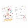 10 Einladungskarten Einhorn Glitzer inkl. 10 transp. Briefumschl.