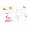 10 Einladungskarten Flamingo GLITZER inkl. 10 transp Briefumschl.