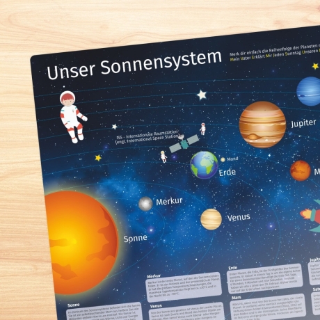 stabiles Vinyl Tischset - Sonnensystem abwaschbar reißfest