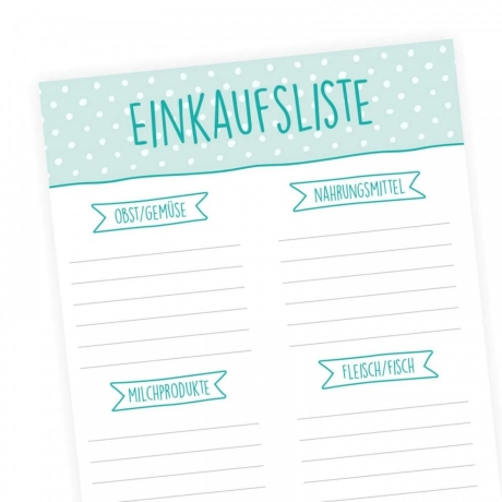 Einkaufsliste mint 50 Blatt Einkaufszettel DIN lang Punkte