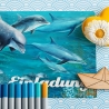 10 Einladungskarten Delfine mit GLITZER inkl. 10 Briefumschlägen