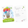 10 Einladungskarten Teddy Luftballons + 10 transp. Briefumschl.