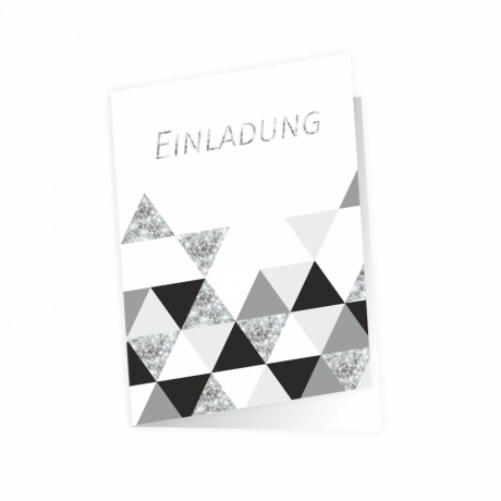 10 Klapp-Einladungskarten Dreieck Glitzer inkl. 10 Briefumschl.