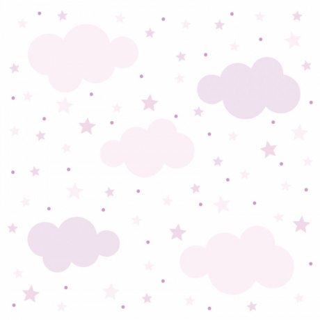 139 Wandtattoo Wolken, Sterne und Punkte Set rosa pink 87 Stück