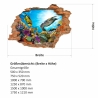 035 Wandtattoo Loch in der Wand Unterwasserwelt Schildkröte Meer