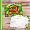 10 Einladungskarten Dinosaurier + 10 transparenten Briefumschl.