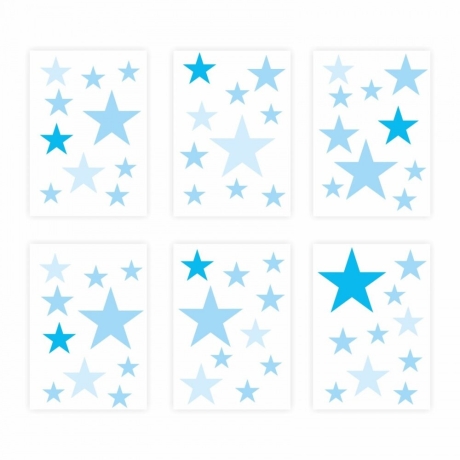 129 Wandtattoo Sterne-Set blau 60 Stück Sternenhimmel