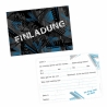 5 coole Einladungskarten Trash blau inkl. 5 transp. Briefumschl.