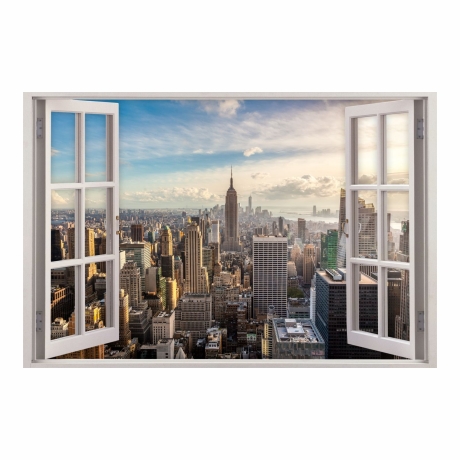 159 Wandtattoo Fenster - New York - in 5 Größen - Wanddeko