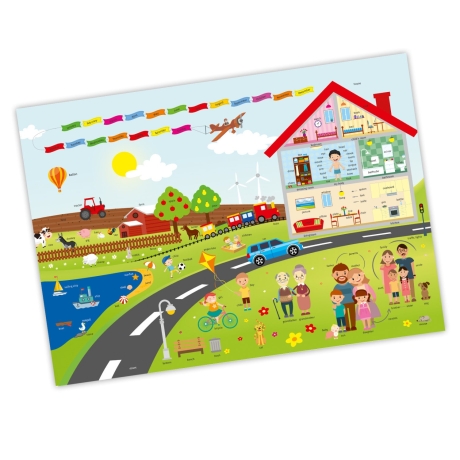 Tischset mit Lerneffekt für Kinder 2in1 Englisch lernen
