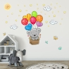 076 Wandtattoo Teddy in Kiste Luftballon Kinderzimmer Aufkleber