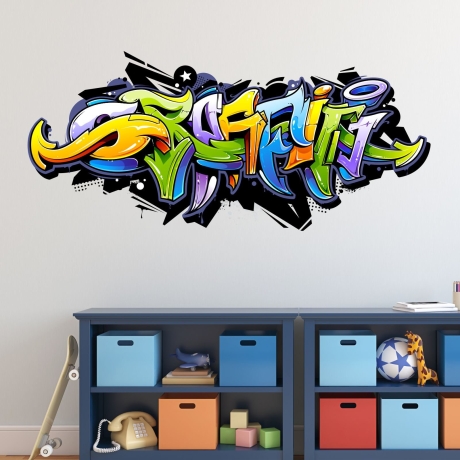 158 Wandtattoo Graffiti bunt Wanddeko Jugendzimmer Teenager