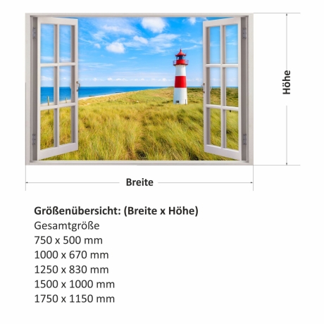 147 Wandtattoo Fenster - Leuchtturm Nordsee Maritim