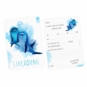 5 Einladungskarten Delfine blau GLITZER inkl. 5 Briefumschlägen