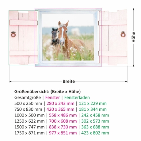 023 Wandtattoo Pferde im Fenster mit Fensterläden