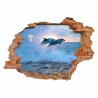 034 Wandtattoo - Loch in der Wand - Delfine Wasser Meer