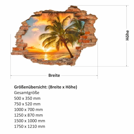 094 Wandtattoo Paradies Sonnenuntergang Strand Palmen