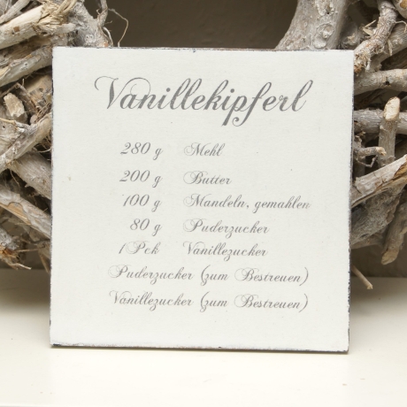 Schild Rezept Vanillekipferl Shabby Chic