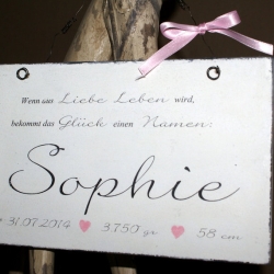 Namensschild zur Geburt, Taufe – Shabby Chic - Mädchen