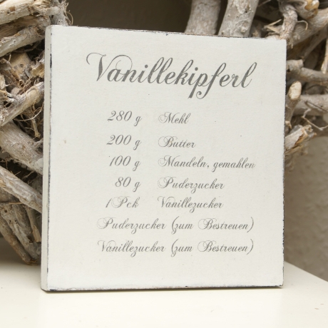 Schild Rezept Vanillekipferl Shabby Chic
