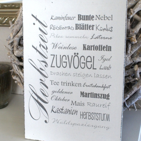 Schild Holz Herbstzeit Shabby Chic