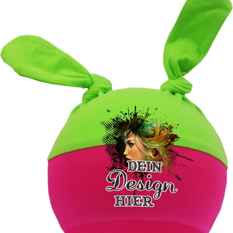 Baby 2-Zipfel Mütze Multicolor personalisiert mit Wunschmotiv