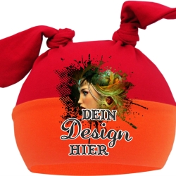 Baby 2-Zipfel Mütze Multicolor personalisiert mit Wunschmotiv