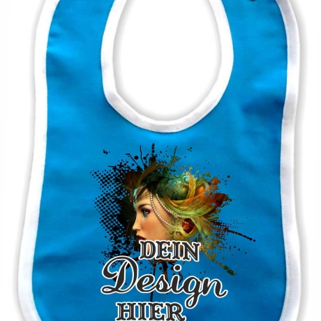 Baby Lätzchen farbiger Saum personalisiert mit deinem Wunschmotiv