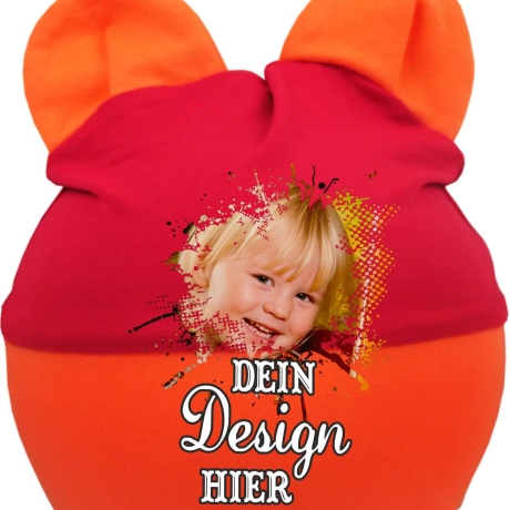 Baby Ohren Mütze Multicolor personalisiert mit deinem Wunschmotiv