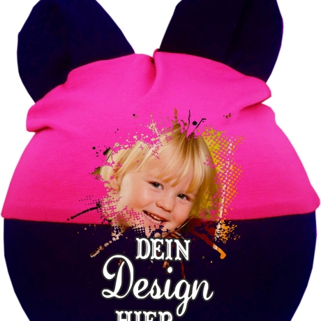 Baby Ohren Mütze Multicolor personalisiert mit deinem Wunschmotiv