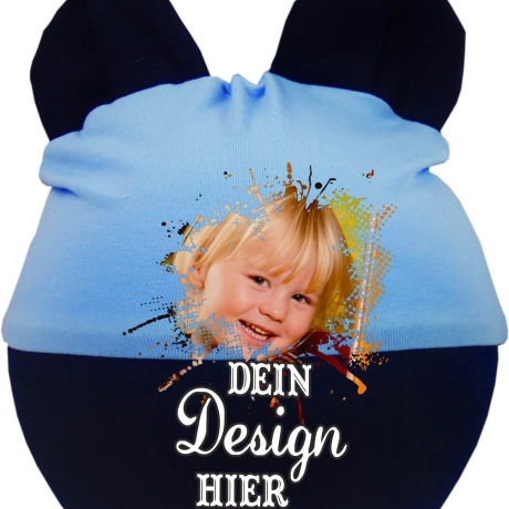 Baby Ohren Mütze Multicolor personalisiert mit deinem Wunschmotiv