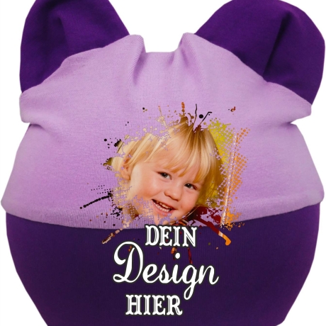 Baby Ohren Mütze Multicolor personalisiert mit deinem Wunschmotiv