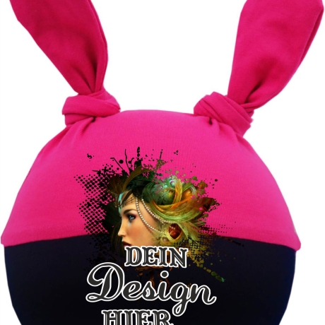 Baby 2-Zipfel Mütze Multicolor personalisiert mit Wunschmotiv