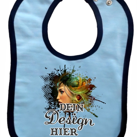 Baby Lätzchen farbiger Saum personalisiert mit deinem Wunschmotiv