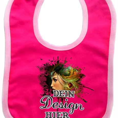 Baby Lätzchen farbiger Saum personalisiert mit deinem Wunschmotiv