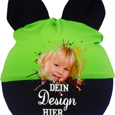 Baby Ohren Mütze Multicolor personalisiert mit deinem Wunschmotiv