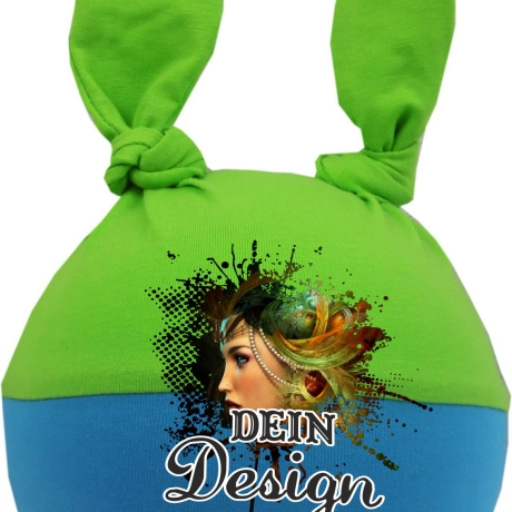 Baby 2-Zipfel Mütze Multicolor personalisiert mit Wunschmotiv