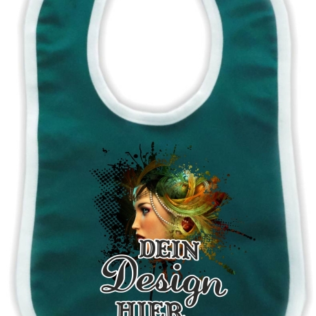 Baby Lätzchen farbiger Saum personalisiert mit deinem Wunschmotiv