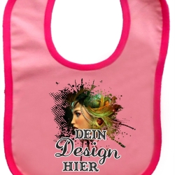 Baby Lätzchen farbiger Saum personalisiert mit deinem Wunschmotiv